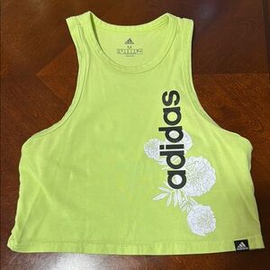 Adidas Neon Yellow Green Sleeveless Crop Tank Top